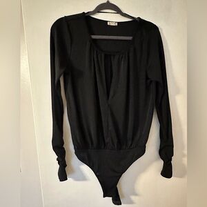 Free People Intimately Black Plunge Bodysuit - Size S